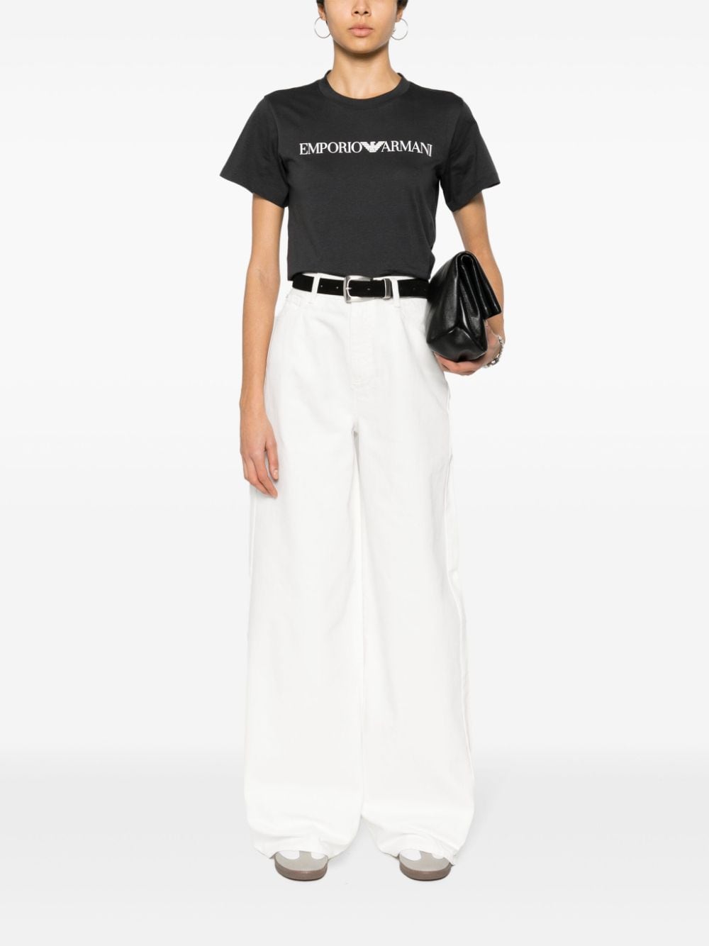 Emporio Armani Logo Cotton Crewneck T-Shirt Blue