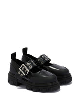Ganni Flat Cleated Strap Ballets Black