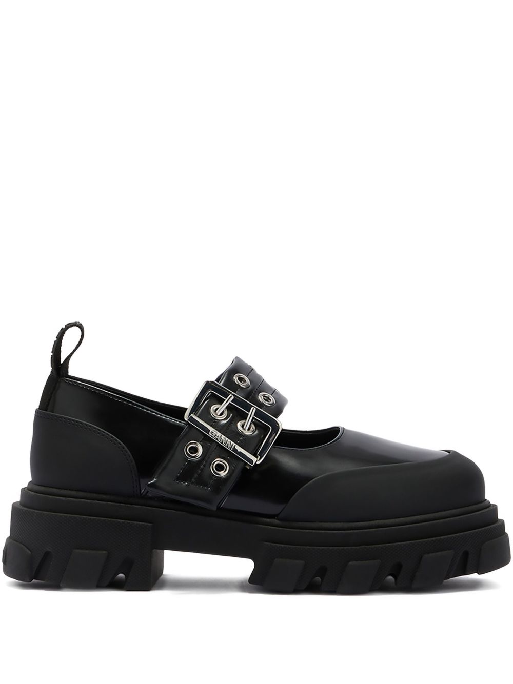 Ganni Flat Cleated Strap Ballets Black
