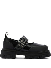 Ganni Flat Cleated Strap Ballets Black