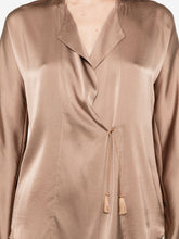 Forte Forte Silk Satin V-Neck Shirt Brown