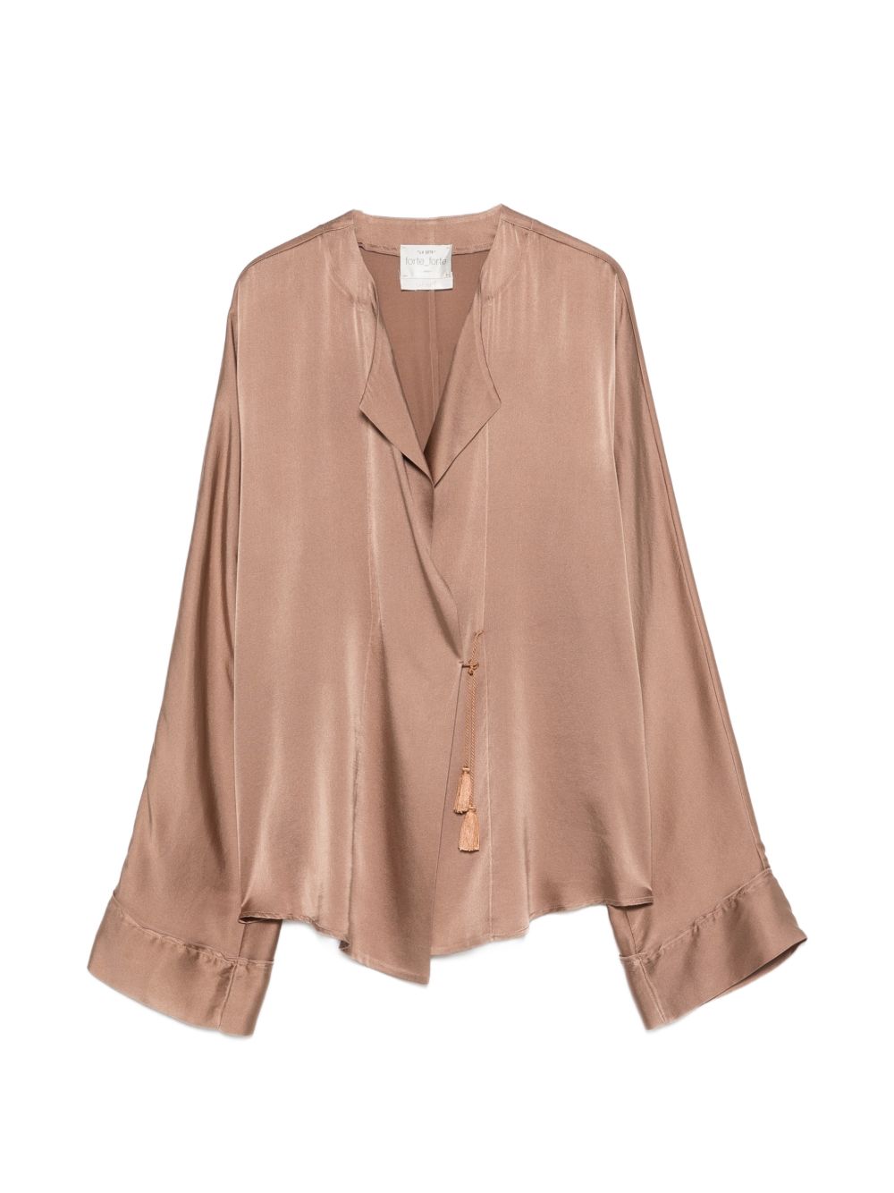 Forte Forte Silk Satin V-Neck Shirt Brown