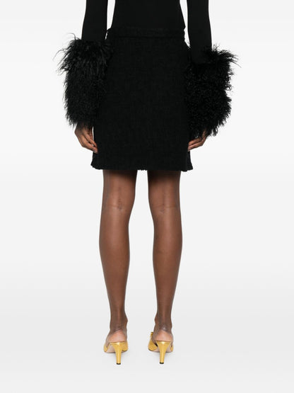 Valentino Wool Mini Skirt Gold Black black