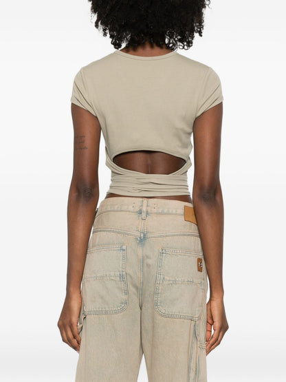 Diesel Tonal Logo Waist Tie T-shirt Green
