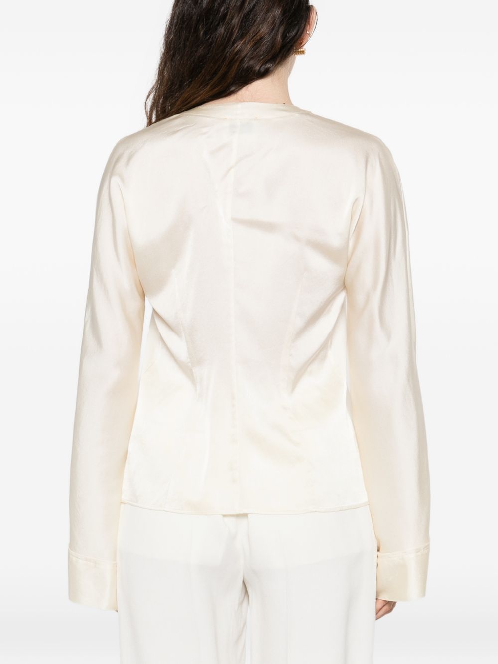 Forte Forte Tie Tassel Silk Satin Shirt White