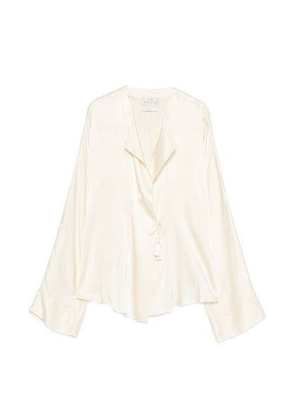 Forte Forte Tie Tassel Silk Satin Shirt White