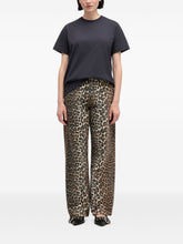 Ganni Leopard Print Denim Jeans Brown