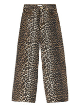 Ganni Leopard Print Denim Jeans Brown