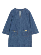 Valentino VLogo Denim Short Dress Blue