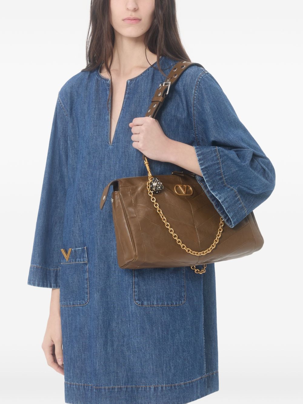 Valentino VLogo Denim Short Dress Blue