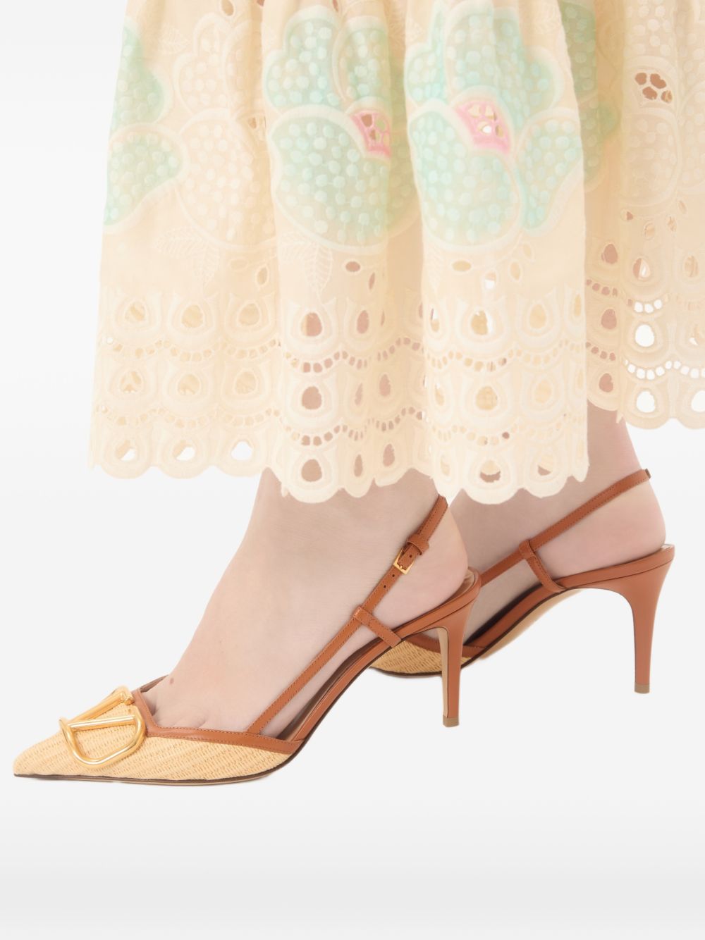 Valentino Garavani Vlogo Signature Leather Slingback Pumps - Beige