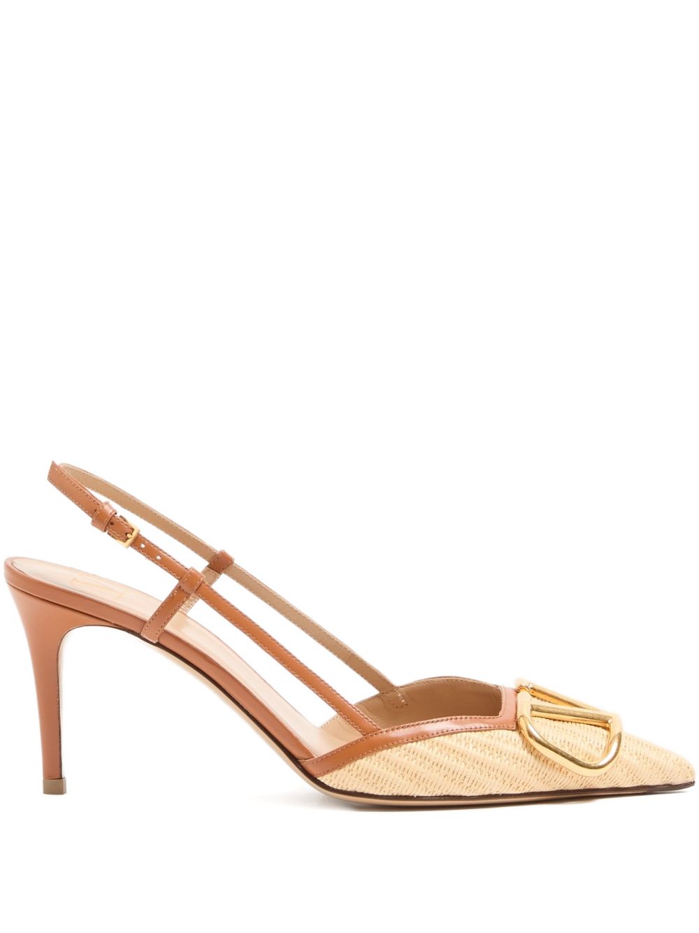 Valentino Garavani Vlogo Signature Leather Slingback Pumps - Beige