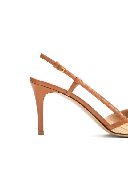 Valentino Garavani Vlogo Signature Leather Slingback Pumps - Beige