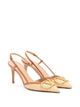 Valentino Garavani Vlogo Signature Leather Slingback Pumps - Beige