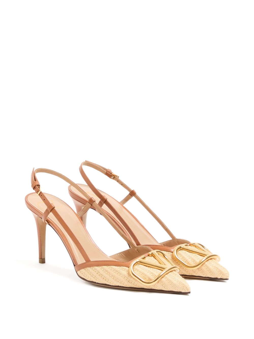 Valentino Garavani Vlogo Signature Leather Slingback Pumps - Beige