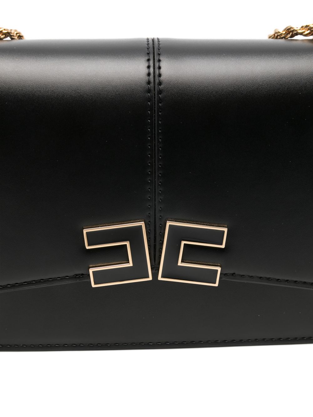 Elisabetta Franchi Chain-Link Logo Shoulder Bag Black