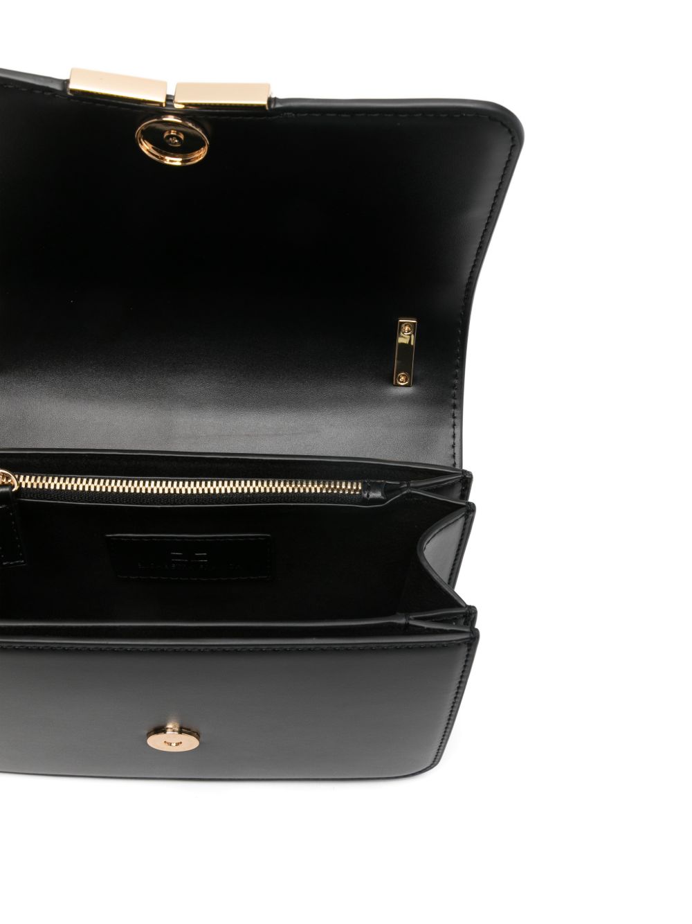Elisabetta Franchi Chain-Link Logo Shoulder Bag Black