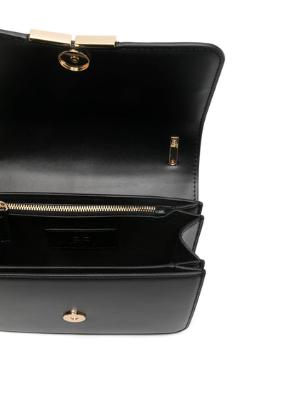 Elisabetta Franchi Chain-Link Logo Shoulder Bag Black