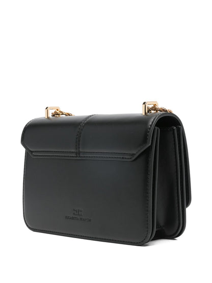 Elisabetta Franchi Chain-Link Logo Shoulder Bag Black