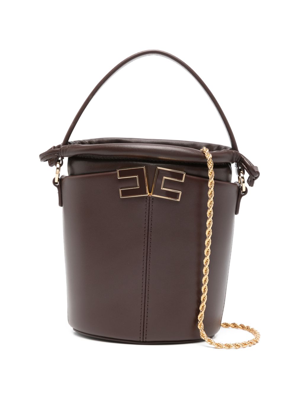 Elisabetta Franchi Bucket Chain Detail Bag Brown
