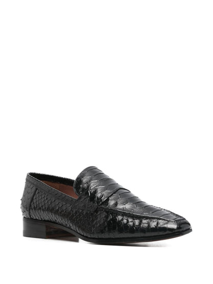 Paris Texas Flat Embossed Leather Loafers Black