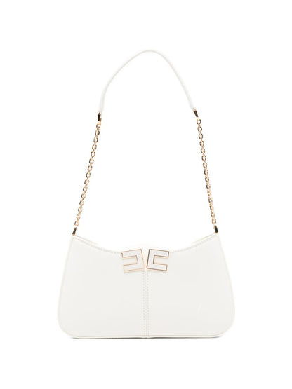 Elisabetta Franchi Chain Shoulder Bag Ivory