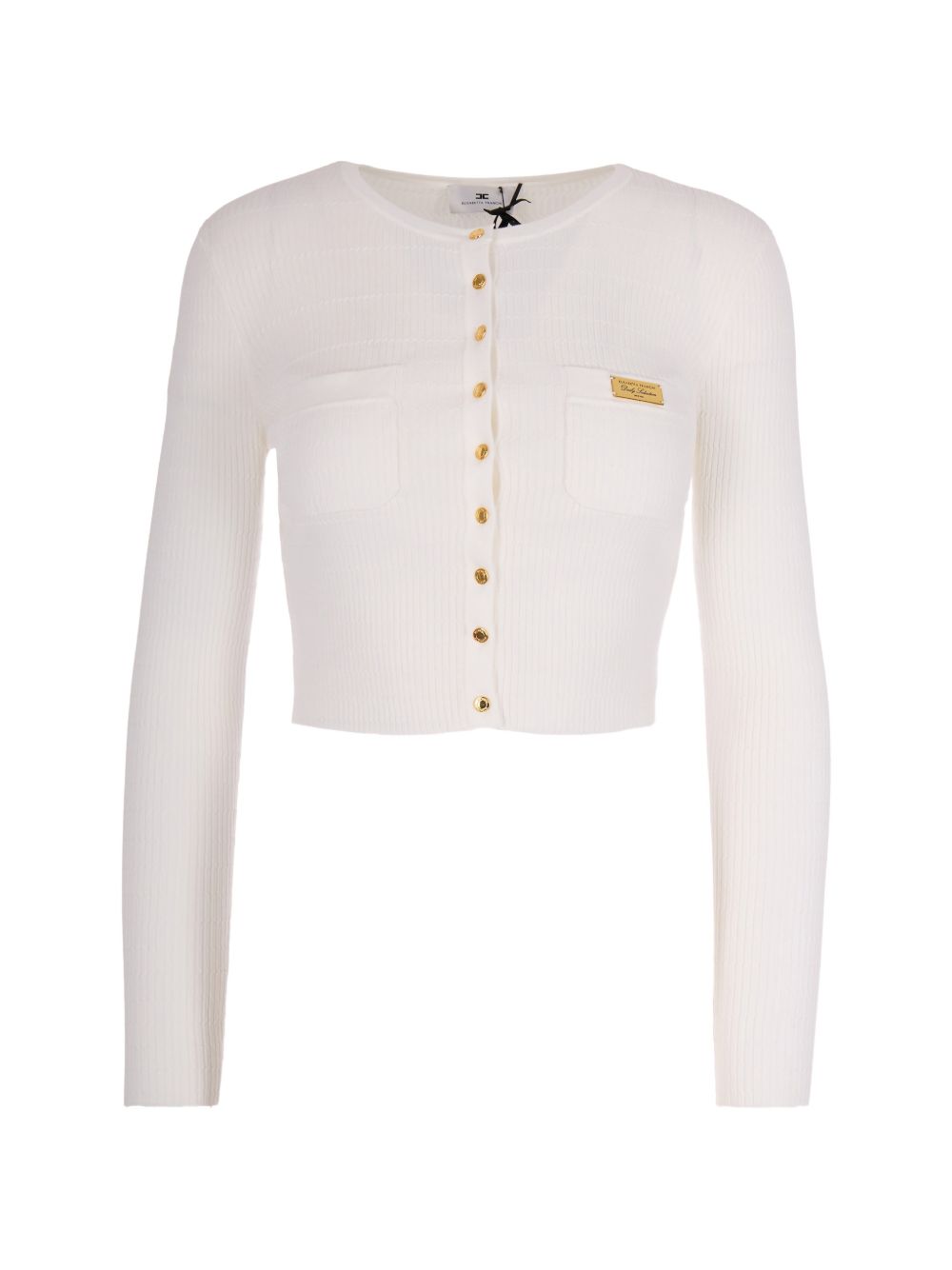 Elisabetta Franchi Ribbed Button Cardigan Ivory ivory