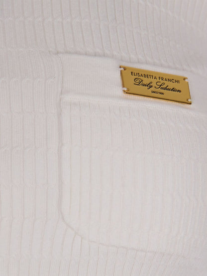 Elisabetta Franchi Ribbed Button Cardigan Ivory ivory