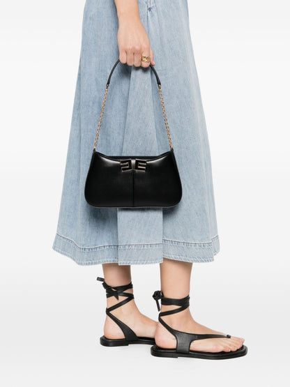 Elisabetta Franchi Chain-Link Shoulder Bag Black