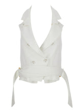 Elisabetta Franchi Double-Breasted Sleeveless Sweater Ivory