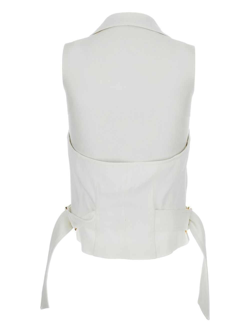 Elisabetta Franchi Double-Breasted Sleeveless Sweater Ivory