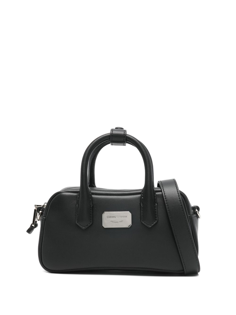Emporio Armani Soft Leather Mini Bowling Bag Black
