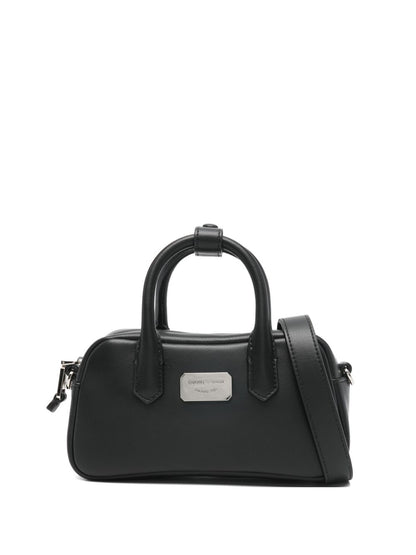 Emporio Armani Soft Leather Mini Bowling Bag Black