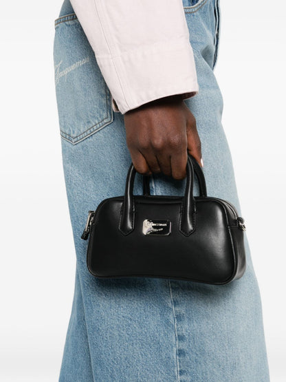 Emporio Armani Soft Leather Mini Bowling Bag Black