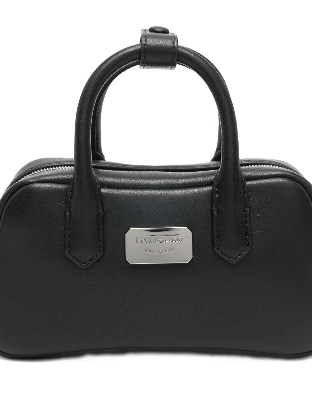 Emporio Armani Soft Leather Mini Bowling Bag Black