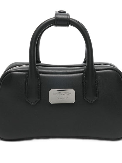 Emporio Armani Soft Leather Mini Bowling Bag Black
