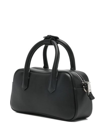 Emporio Armani Soft Leather Mini Bowling Bag Black
