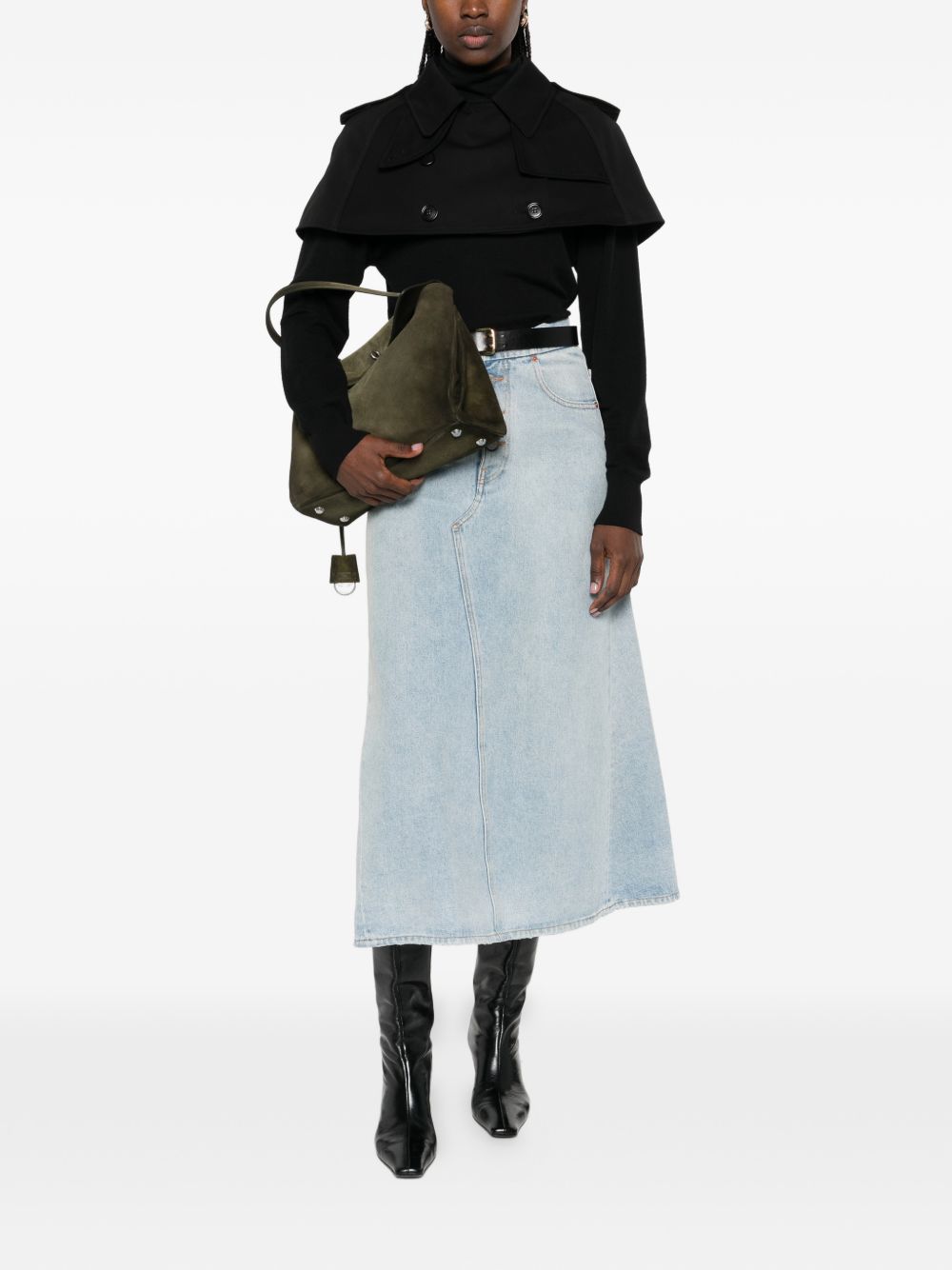 Burberry Short Cotton Trench Cape Black