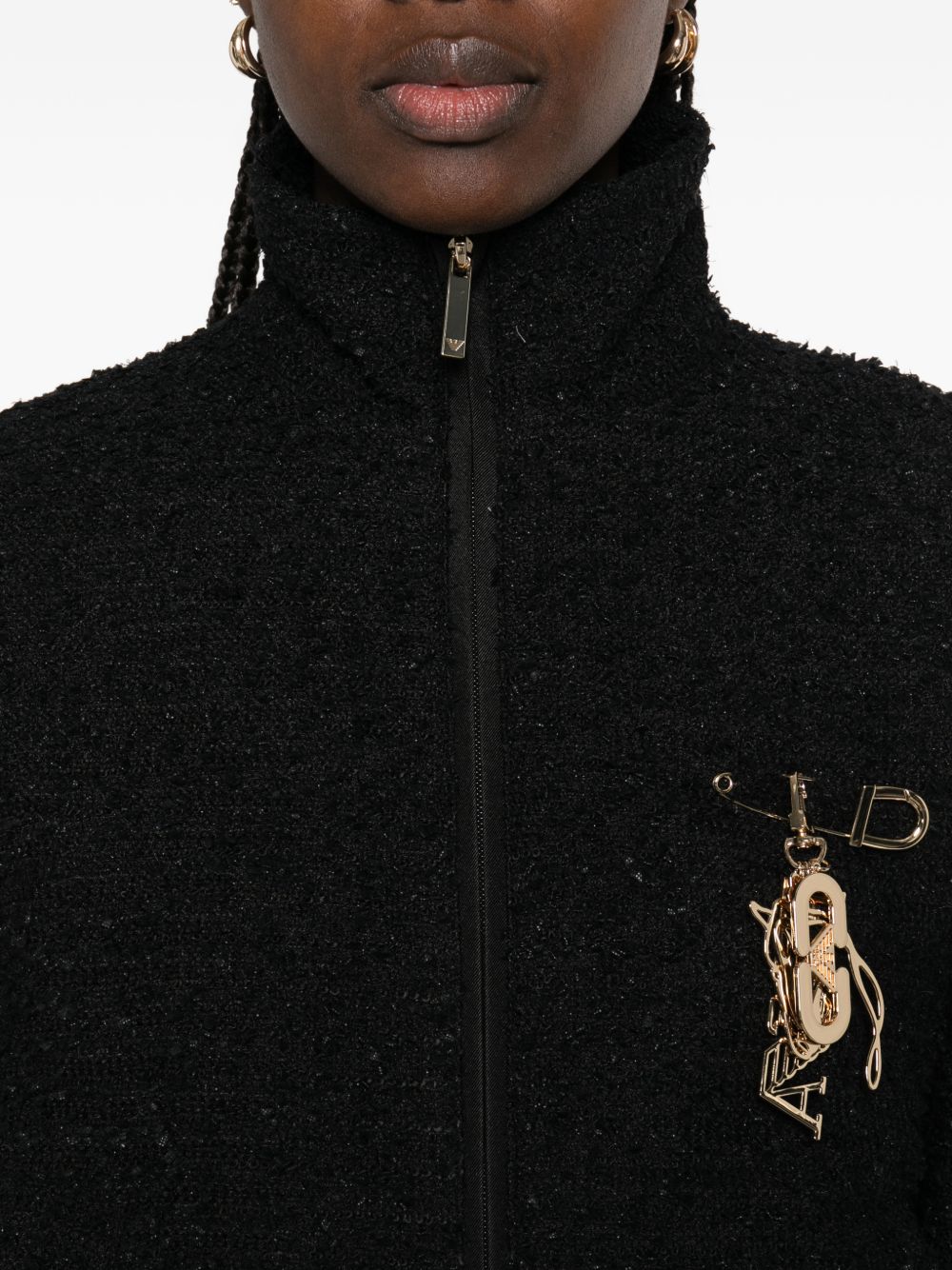 Emporio Armani Tweed Blouson Jacket Black