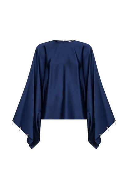 Stella McCartney Crewneck Pearl Blouse Blue