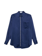 Stella McCartney Pearl-Embellished Italian Shirt Blue