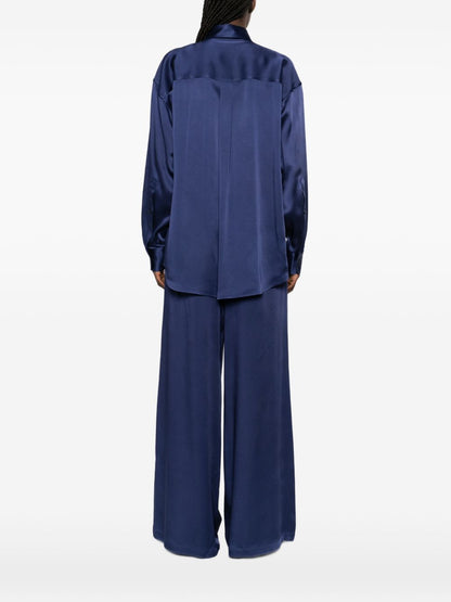 Stella McCartney Pearl-Embellished Italian Shirt Blue