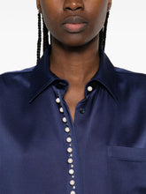Stella McCartney Pearl-Embellished Italian Shirt Blue