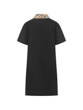 Burberry Check Collar Cotton Mini Dress Black