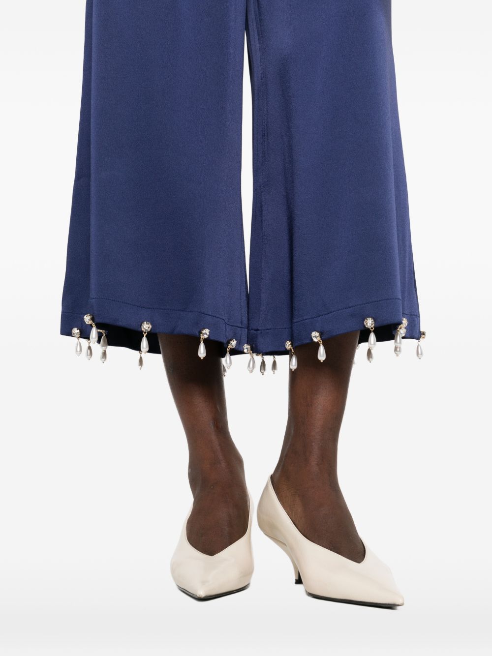 Stella McCartney Pearl-Detail Tailored Trousers Blue