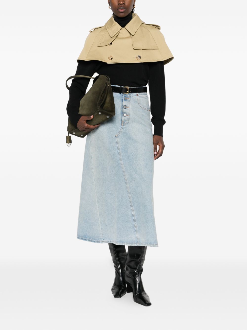 Burberry Cotton Trench Cape Jacket Khaki