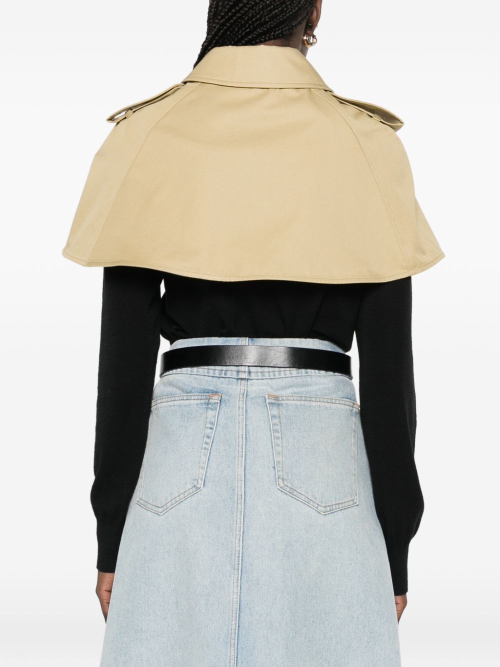 Burberry Cotton Trench Cape Jacket Khaki