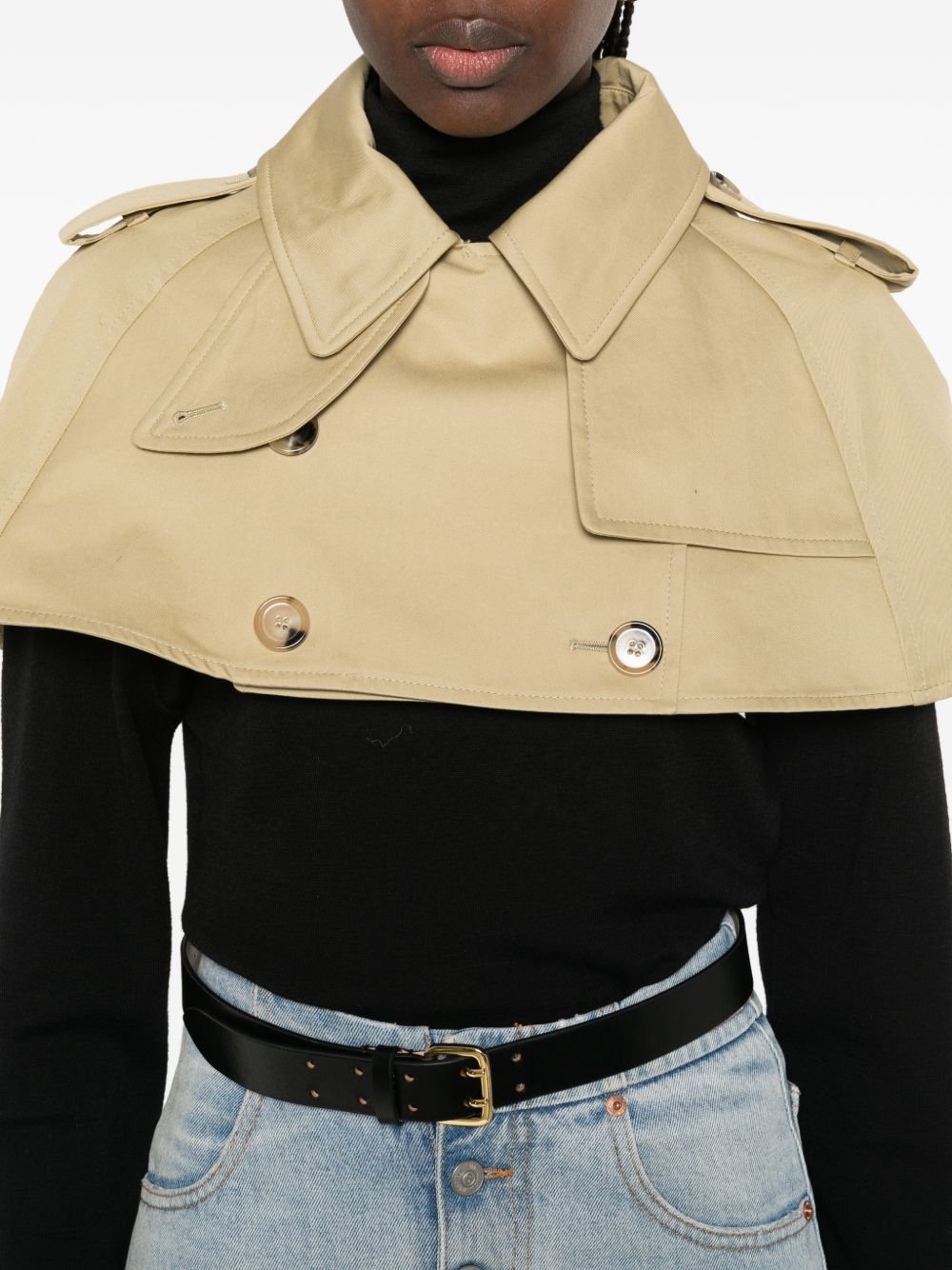 Burberry Cotton Trench Cape Jacket Khaki