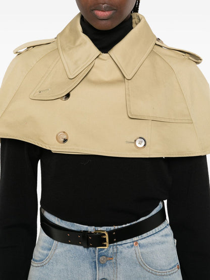 Burberry Cotton Trench Cape Jacket Khaki