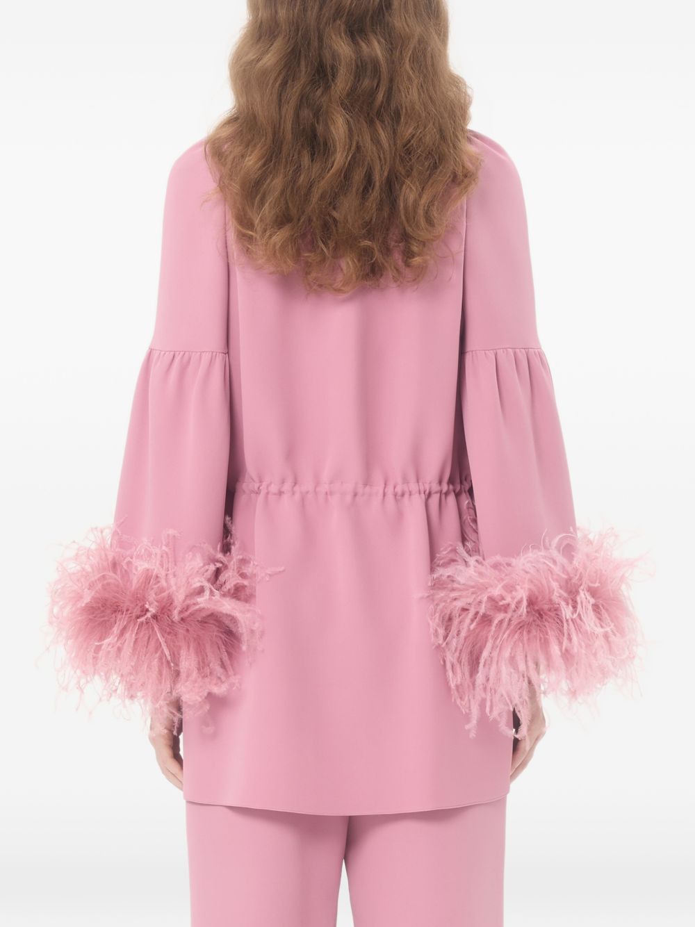 Valentino Feathered Silk Blouse Pink